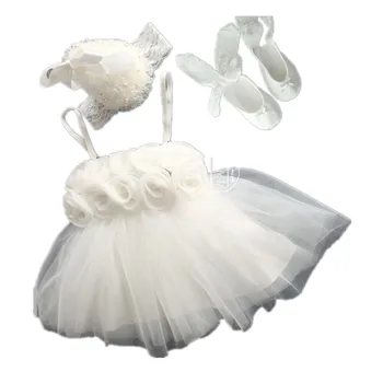 BBWOWLIN Newborn Baby Girl Dresses Clothes(dress + Hat +shoes)for 0-2 Years Little Gilr Dress Birthday Wedding Christening 90232