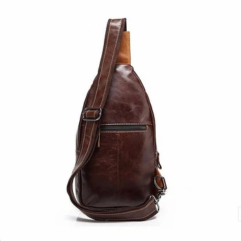 Vintage Men Messenger Bags Casual Chest bag genuine leather Male Retro Shoulder Bag LI-449