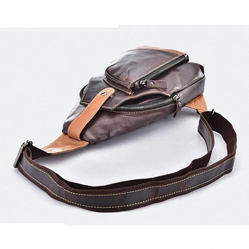 Vintage Men Messenger Bags Casual Chest bag genuine leather Male Retro Shoulder Bag LI-449