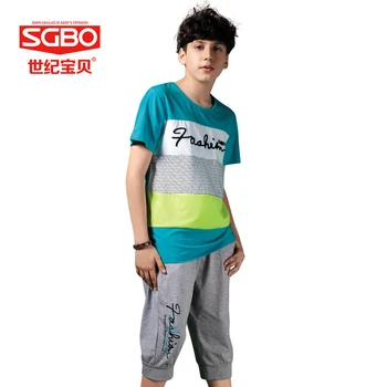 Fashion Boys Tracksuit For Children 2 Piece Stripe Tshirt + Casual Pants 10 11 12 13 Years Brand Clothes For Teens Boys 6C5080