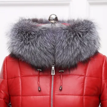 Collar Material Coat Natural fox fur Lining Polyester Filler Natural camel hair thick Parkas Winter Women coat PU Leather
