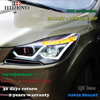 Hireno Car styling Headlamp for 2013-Ford Kuga Escape SE Headlight Assembly LED DRL Angel Lens Double Beam HID Xenon 2pcs