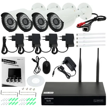 4CH 1080P Security Camera System Kit 4CH Wifi NVR Recorder + 4pcs HD 1080P Wireless WiFi Waterproof IP Camera Outdoor