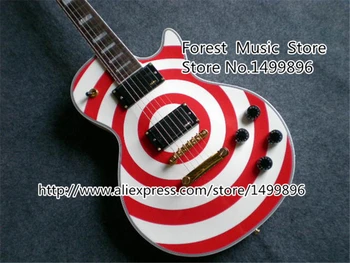 China White LP Zakk Wylde Signature Red Vertigo Bullseye Electric Guitar In Stock