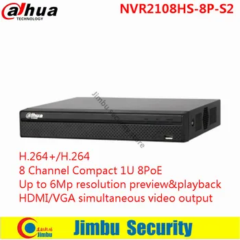 Dahua original 8 Channel Smart 1U 8PoE Lite Network Video Recorder H.264+/H.264 HD1080P Up to 6Mp Max 80Mbps 6TB NVR2108HS-8P-S2
