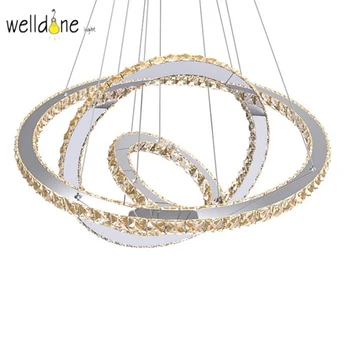 Modern Chandelier LED Crystal Ring Chandelier Ring Crystal Light Fixture Light Suspension Lumiere LED Lighting Circles Lamp