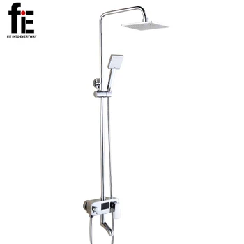 FiE Digital Display Shower Faucet Set Water Powered No Need Battery 8 Inch Rain Shower Head Tub Mixer Faucet