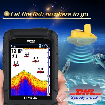 Lucky FF718Li-CW Wireless Portable Fish Finder depth sonar 45M 147Feet Sonar Alarm Waterproof Fishfinder Ocean Color Display #B0