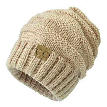 1pc Sale Women Winter Beanies Men/Female Hat 2016 Hot Europe CC Tag letter Label Knitting Cap Sleeve Cap Outdoor Warm Hat WQ246