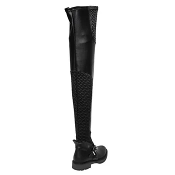 2016 Fashion Winter Women Long Boots Shoes Sexy Over-the-knee Boots Genuine Leather Elastic Motorcycle Boots Thigh High Boots