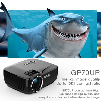 GP70UP 2016 New Style Portable LED Projector 800*480 1200Lumens Home Wireless HD Bluetooth WIFI Android4.4 FW1S