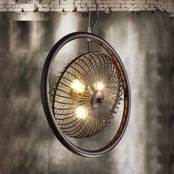 Loft Style Wrought Iron Fan Droplight Edison Industrial Vintage Pendant Light Fixtures For Dining Room Hanging Lamp Lighting