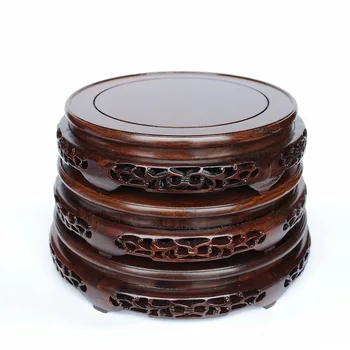 Solid wood carved wooden vase flowerpot tank round big base household act the role ofing is tasted handicraft furnishing