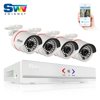 SW Newest AHD 4CH 1080N CCTV DVR Kit HD CCTV Security Camera System 4pcs 720P IR Night Vision Outdoor Survelliance Camera Kit