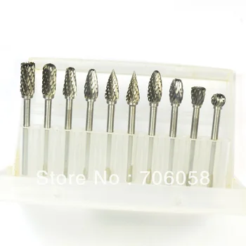 10 in1 Tungsten Steel Grinding Head,Rotary File,Roll Grinding,Carbide Burrs Drill Die Grinder Carving Router Bit Set
