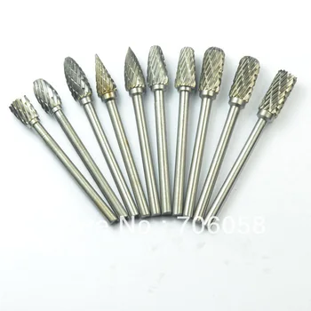 10 in1 Tungsten Steel Grinding Head,Rotary File,Roll Grinding,Carbide Burrs Drill Die Grinder Carving Router Bit Set