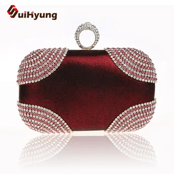 Fashion Design Diamond Finger Ring Day Clutch Women Party Evening Bag Purse Wedding Small Clutch Handbag Rhinestone Bag