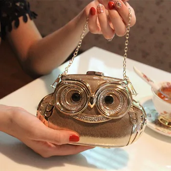 Women's Fashion Banquet Clutch Exquisite Diamond Owl Hard Case Evening Bag Wedding Party Handbag Purse Shoulder Bag