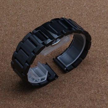 New Black Metal Watchband Waterproof Divers Watch Strap Band Size 20mm For brand men watches common straight end
