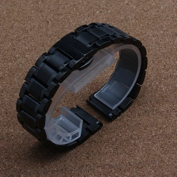 New Black Metal Watchband Waterproof Divers Watch Strap Band Size 20mm For brand men watches common straight end
