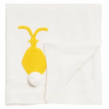 90 * 110CM White Cotton Knitting Baby Blanket  Lovely Rabbit Blanket Soft Comfortable Fashion Baby Bedding Kids Blanket 1pcs