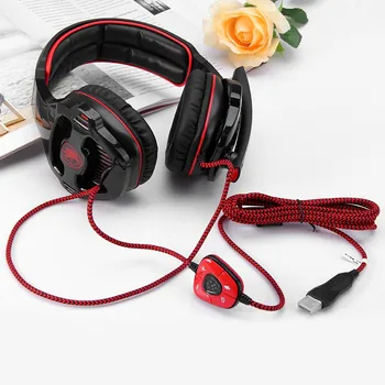 Sades SA-903 7.1 Surround Sound USB Headphones Pro Gaming Headset For PC Gamer Headphone With Microphone Remote Control Earphone