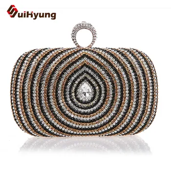 2016 New Fashion Design Women's Handbag Ring Day Clutch Luxury Crystal Wedding Small Clutch Party Evening Bags Purse Diamond Bag