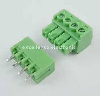 100 Pcs 3.81mm Pitch 4 Pin Straight Screw Pluggable Terminal Block Plug Connecto
