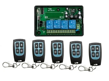 AC110V 220V 4CH RF Wireless Remote Control System / Radio Switch remote switch 220V Learning code receiver+ 5 remote controller
