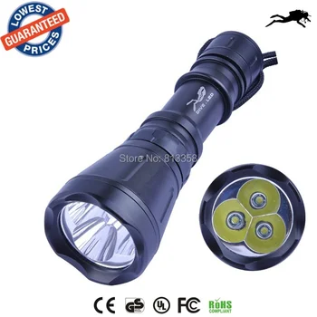 AloneFire DV09 3*CREE XM-L T6 5000LM LED Diving Flashlight Torch Brightness Waterproof 60m White Light LED Torch
