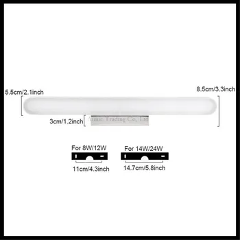 L40/60/80/100cm Modern Acrylic LED front mirror light 8/12/16/24W LED bathroom shower vanity wall lamp arc or right angle sconce