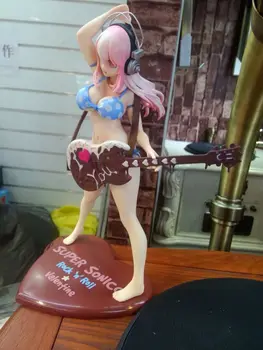 Classic Anime Action Figure Toy Super Sonic scale painted figure Chocolate & Guitar Bikini Girl figure Christmas Gift Dolls