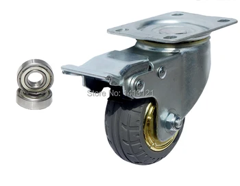 75mm caster solid rubber tire trolley wheel bearing caster universal mute round wheel small cart medical bed wheel