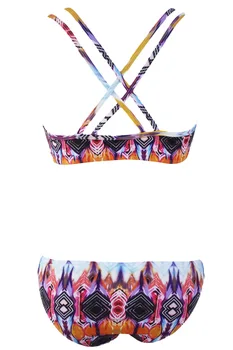 2016 New Summer Sexy Multi Feather Print Strappy Bikinis Sexy Print Swimsuit 41940 Cross Back Strap Swimwear With Pad Swimsuit