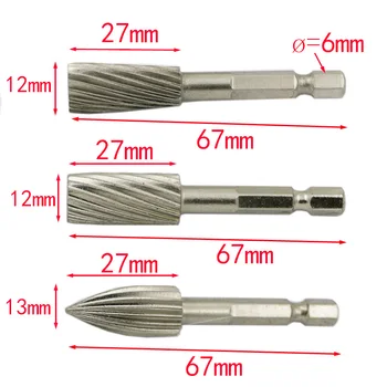 New 5pcs Hard High Speed Steel Rotary File Rotation Rotating Grinding Head Polishing Wood Carving Knife