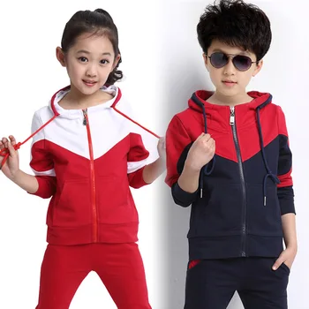 2017 new spring brand children suit spring and autumn boy and girl sports set hooded clothing set 12-14 age kids clothes boys