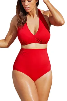 2016 Push up High Waist Swimsuit 4XL XXXL XXL big size Women Bathing Suit Padded Bikini set Retro Beachwear Plus Size Swimwear
