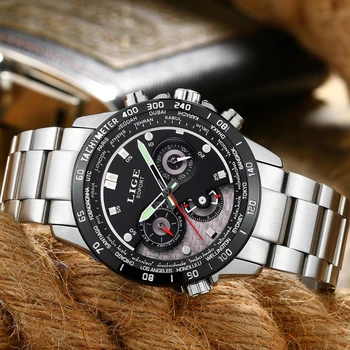 LIGE Fashion Casual Sport Mens Watches Brand Luxury Male Business Quartz-Watch Men Wristwatch Clock World Time Relogio Masculino