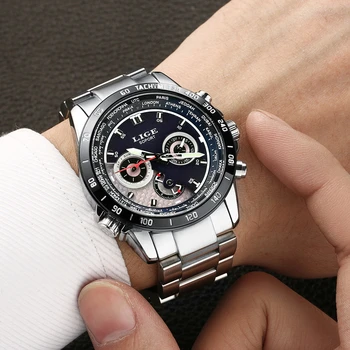 LIGE Fashion Casual Sport Mens Watches Brand Luxury Male Business Quartz-Watch Men Wristwatch Clock World Time Relogio Masculino
