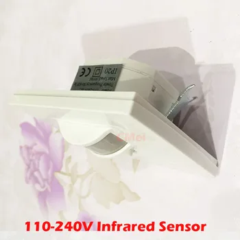 Hot!160 degree 2in1 Auto On/Off Infrared PIR Occupancy Security Infrared Motion Sound Sensor Switch Recessed Wall Light 110-240v