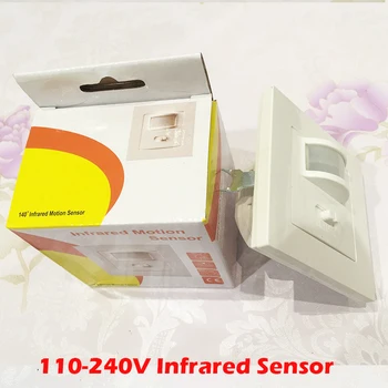 Hot!160 degree 2in1 Auto On/Off Infrared PIR Occupancy Security Infrared Motion Sound Sensor Switch Recessed Wall Light 110-240v