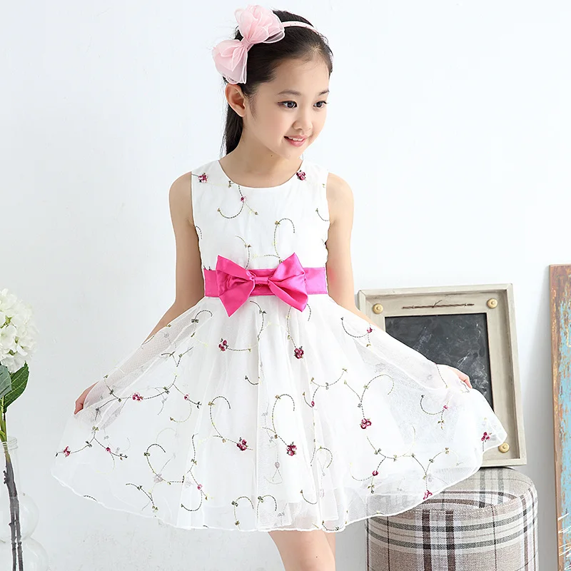 Minnie Cute dresses for girls 2016 Summer Girl Tutu Dress Girl's Princess Dress&tri-color Print Bow Clothing baby girl clothes