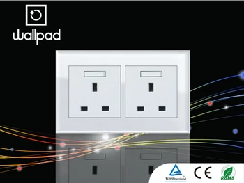 3 Pin Crystal Glass 2 Gangs Double wall socket touch wallpad UK Double Electrical Power Sockets switches,