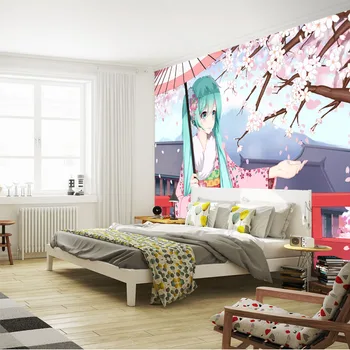 Hatsune Miku Photo wallpaper Japanese anime Wallpaper Custom 3D Wall Murals Kids Girls Bedroom Office Shop Art Room decor Sakura