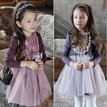 Toddler Baby Girls Kids Princess Pageant Party Dress kids warm winter Dresses 2-7y girls lace dress baby clothing