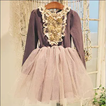 Toddler Baby Girls Kids Princess Pageant Party Dress kids warm winter Dresses 2-7y girls lace dress baby clothing