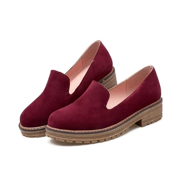 Shoes Woman Flats Women Loafer Platform Flock Faux Suede Spring Autumn Sexy Casual Party British Female Ladies Shoes Red Black