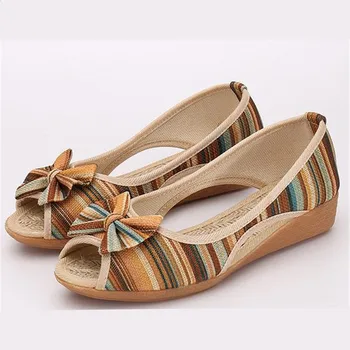 Summer women's cotton-made mixed colors shallow mouth flat heel shoes casual linen single shoes