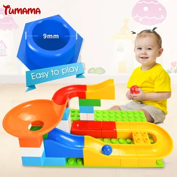 Marble Race Run Maze Balls Track Building Blocks Construction DIY colorful Assembly Bricks Toys Blocks Compatible With Duplo