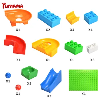 Marble Race Run Maze Balls Track Building Blocks Construction DIY colorful Assembly Bricks Toys Blocks Compatible With Duplo